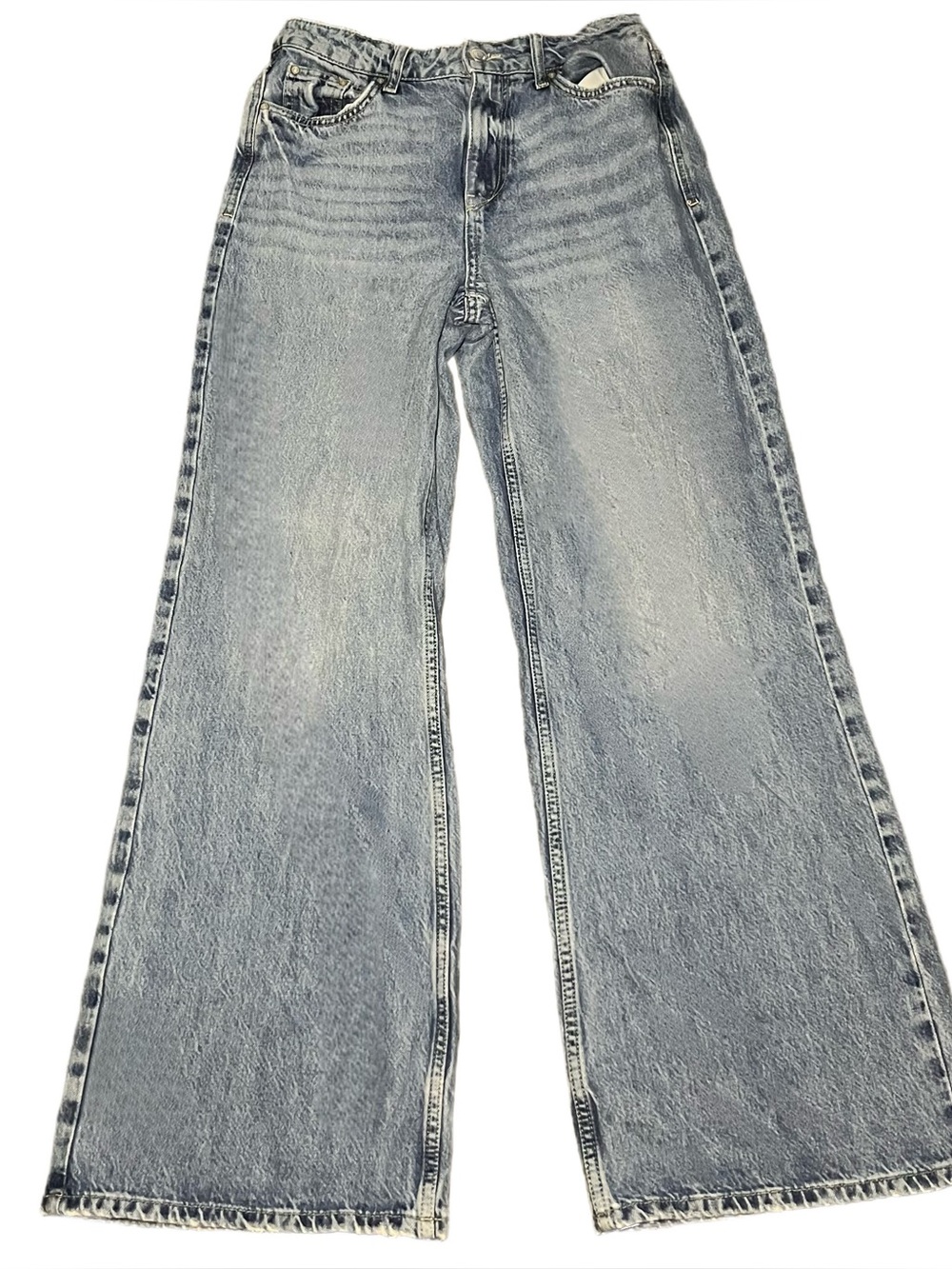 ZARA Light Blue Wash Wide Leg Jeans 90s Size 4 EU 36